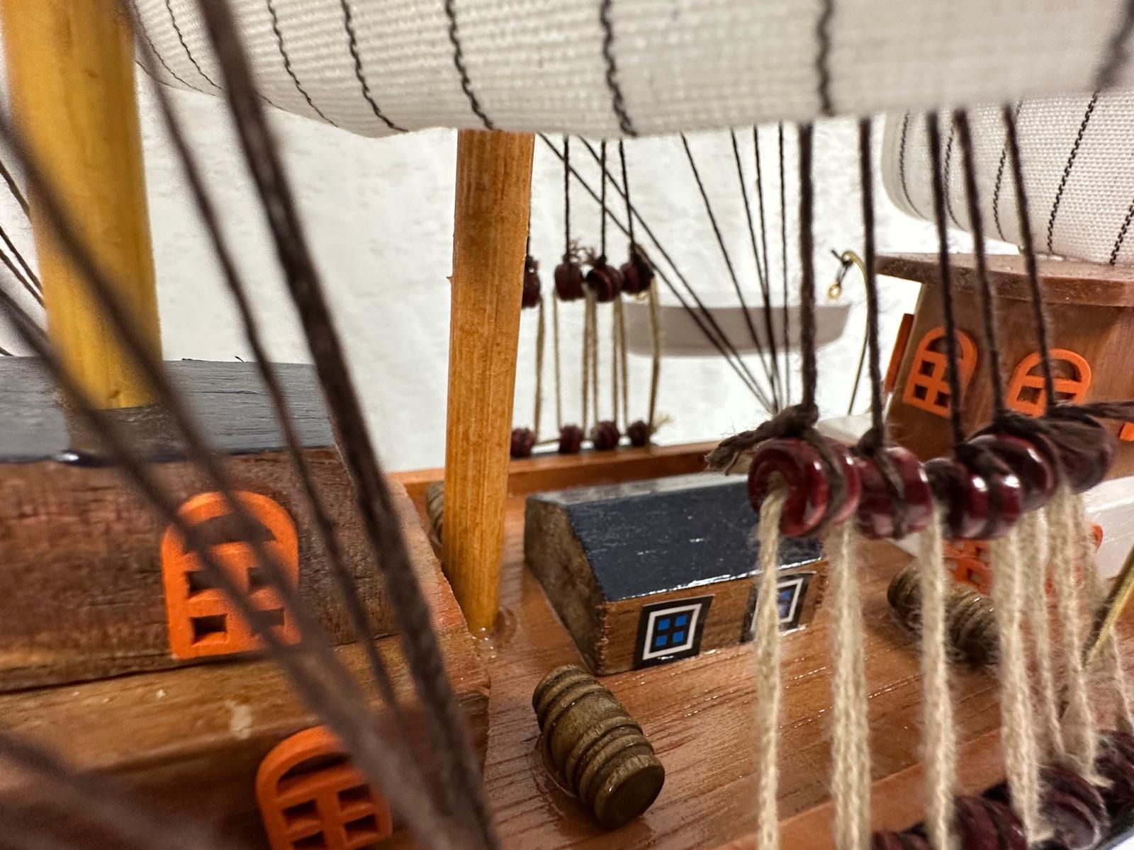 Vintage Model Ship 1I Fully Assembled Display Stand Handmade 65cm Length