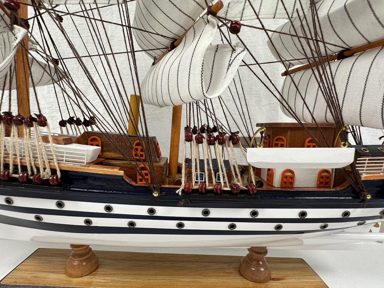 Vintage Model Ship 1I Fully Assembled Display Stand Handmade 65cm Length