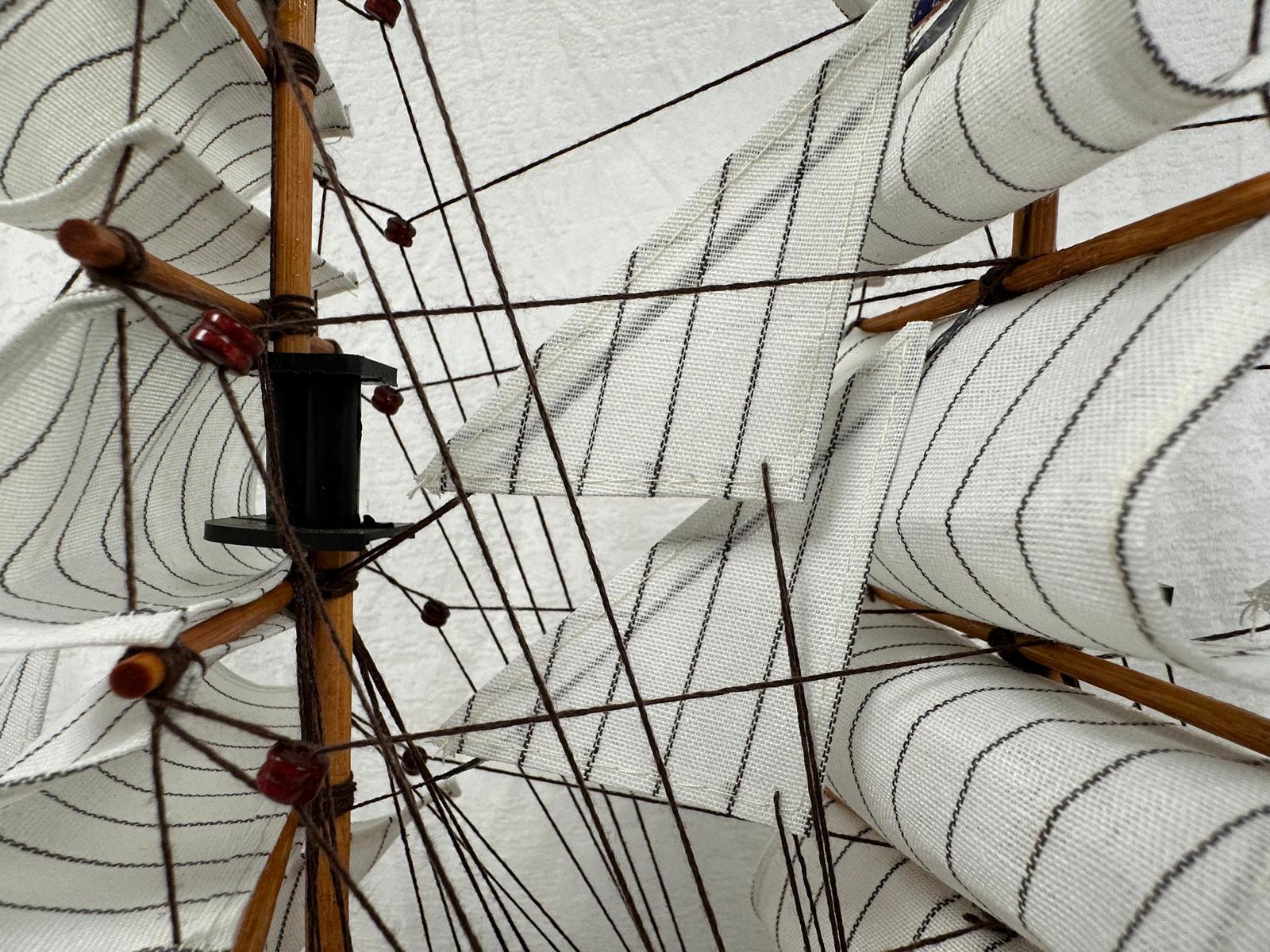 Vintage Model Ship 1I Fully Assembled Display Stand Handmade 65cm Length