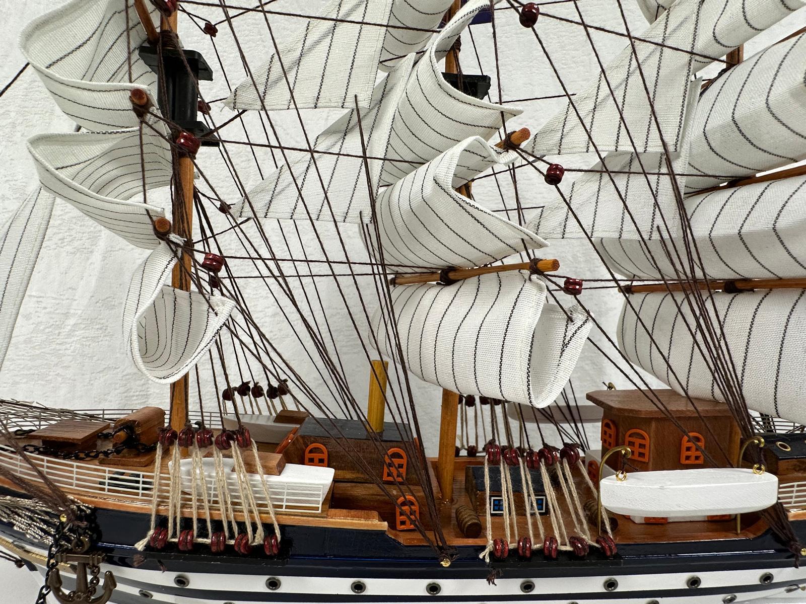 Vintage Model Ship 1I Fully Assembled Display Stand Handmade 65cm Length