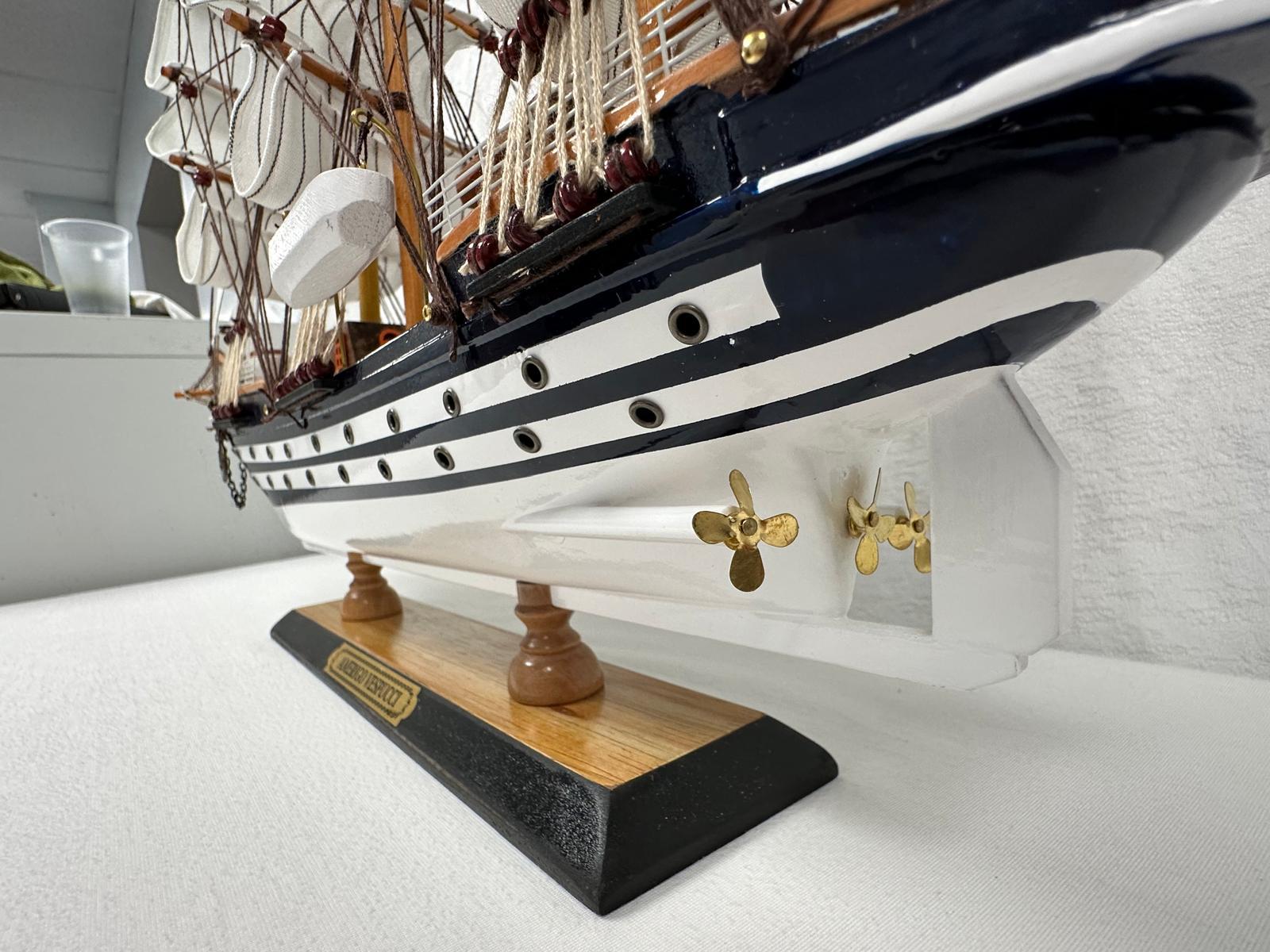 Vintage Model Ship 1I Fully Assembled Display Stand Handmade 65cm Length