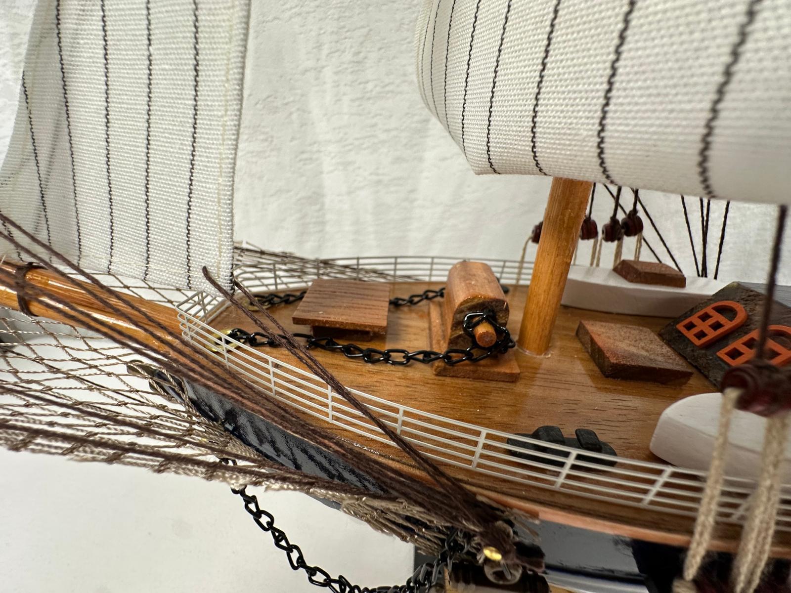 Vintage Model Ship 1I Fully Assembled Display Stand Handmade 65cm Length