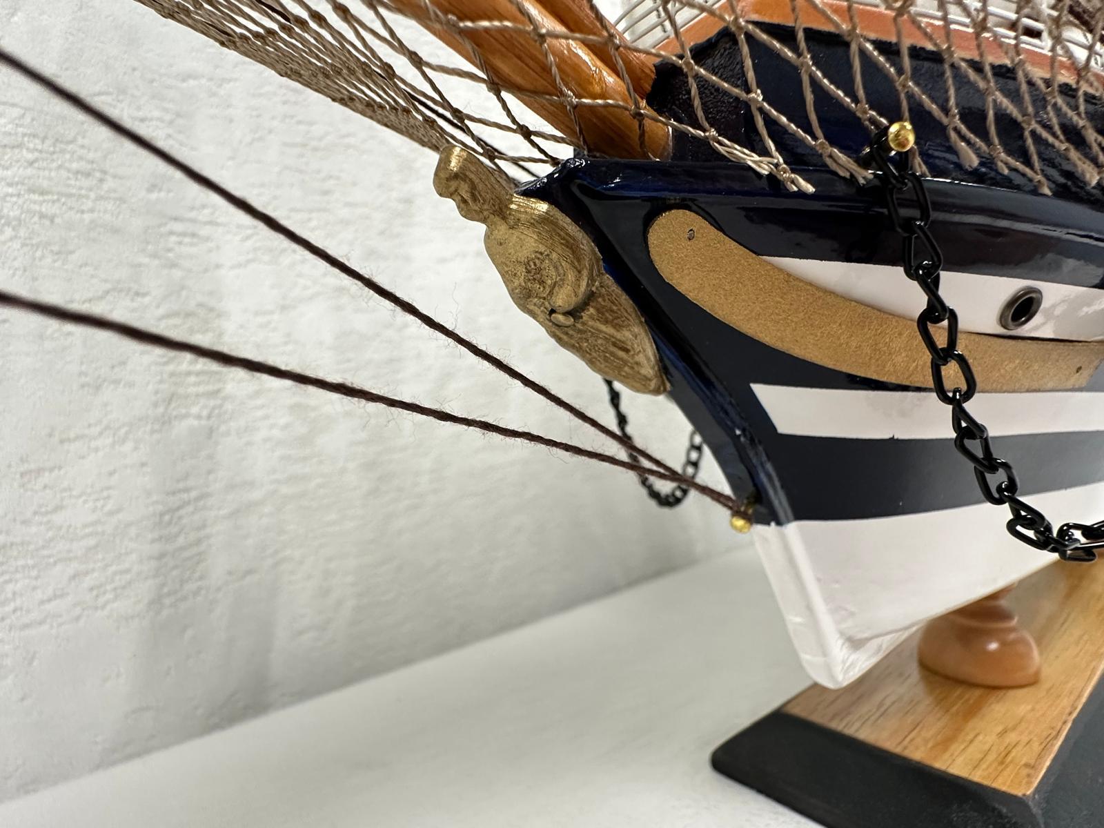 Vintage Model Ship 1I Fully Assembled Display Stand Handmade 65cm Length