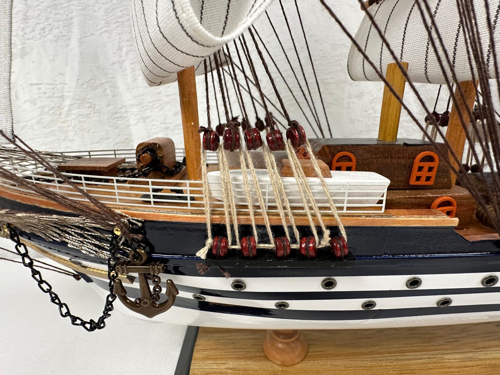 Vintage Model Ship 1I Fully Assembled Display Stand Handmade 65cm Length