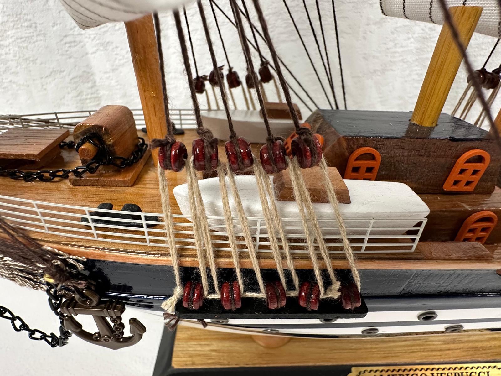 Vintage Model Ship 1I Fully Assembled Display Stand Handmade 65cm Length