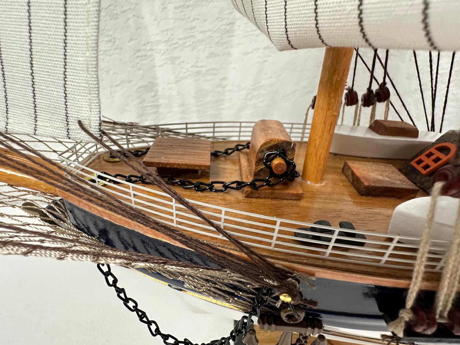 Vintage Model Ship 1I Fully Assembled Display Stand Handmade 65cm Length