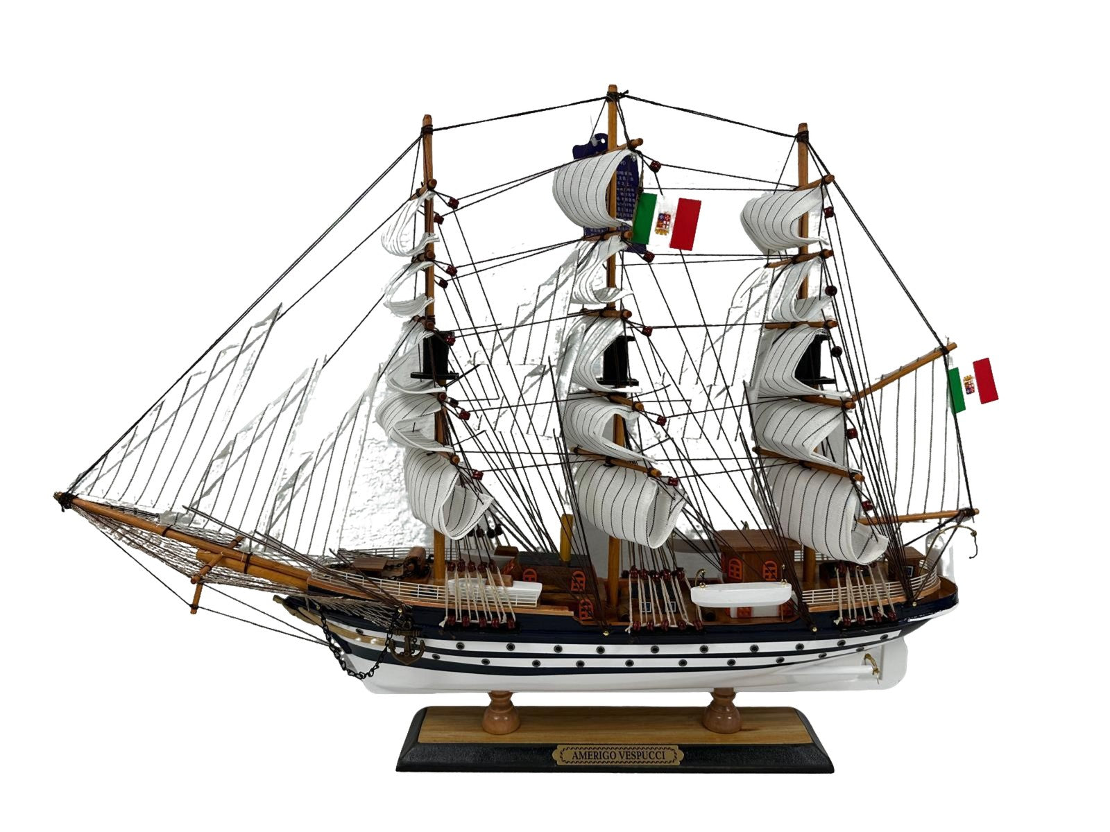 Vintage Model Ship 1I Fully Assembled Display Stand Handmade 65cm Length
