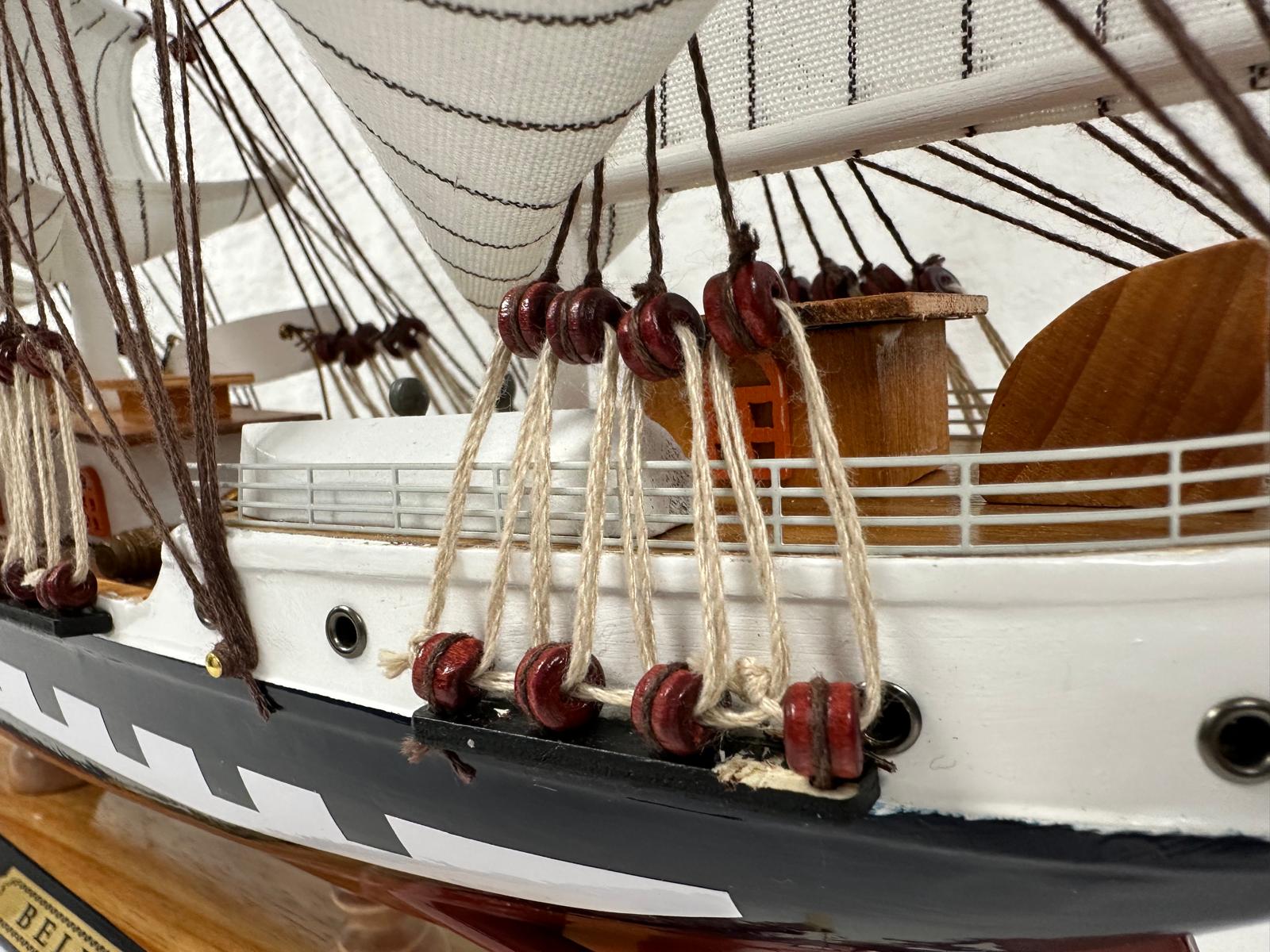 Vintage Belem Model Ship 1V - Handmade 64cm Fully Assembled Nautical Decor