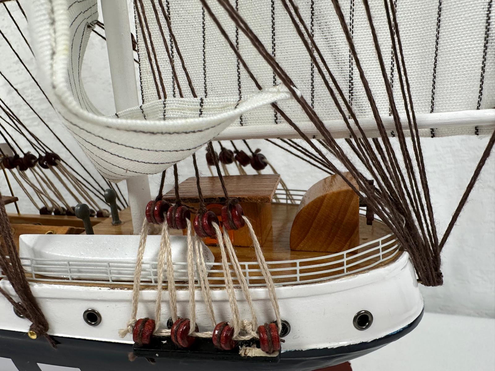 Vintage Belem Model Ship 1V - Handmade 64cm Fully Assembled Nautical Decor