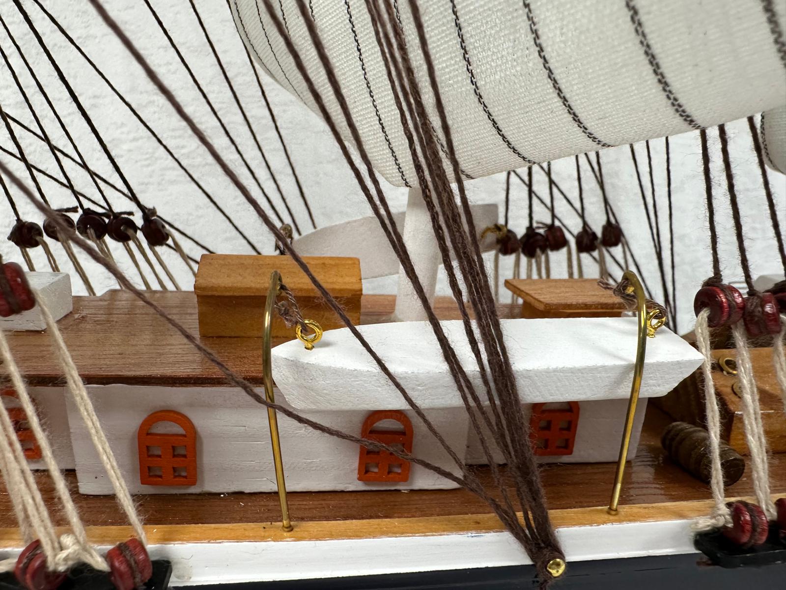 Vintage Belem Model Ship 1V - Handmade 64cm Fully Assembled Nautical Decor
