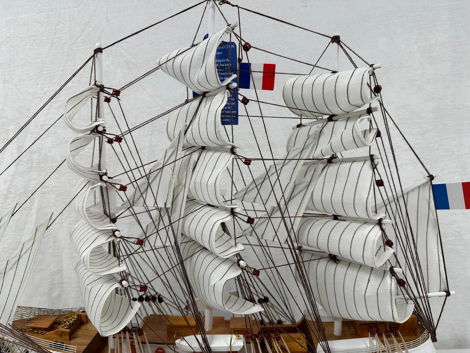 Vintage Belem Model Ship 1V - Handmade 64cm Fully Assembled Nautical Decor