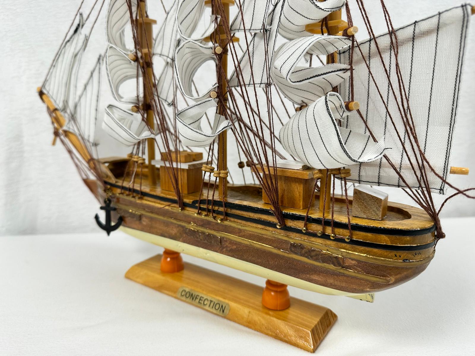 Confection Model Ship 1c With Display Stand Assembled Handmade