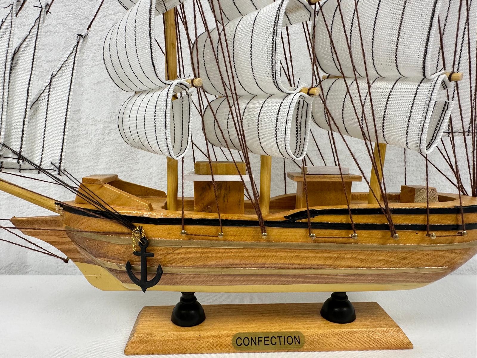 Handmade Confection Light Colour Ship Model 1X - 31cm High