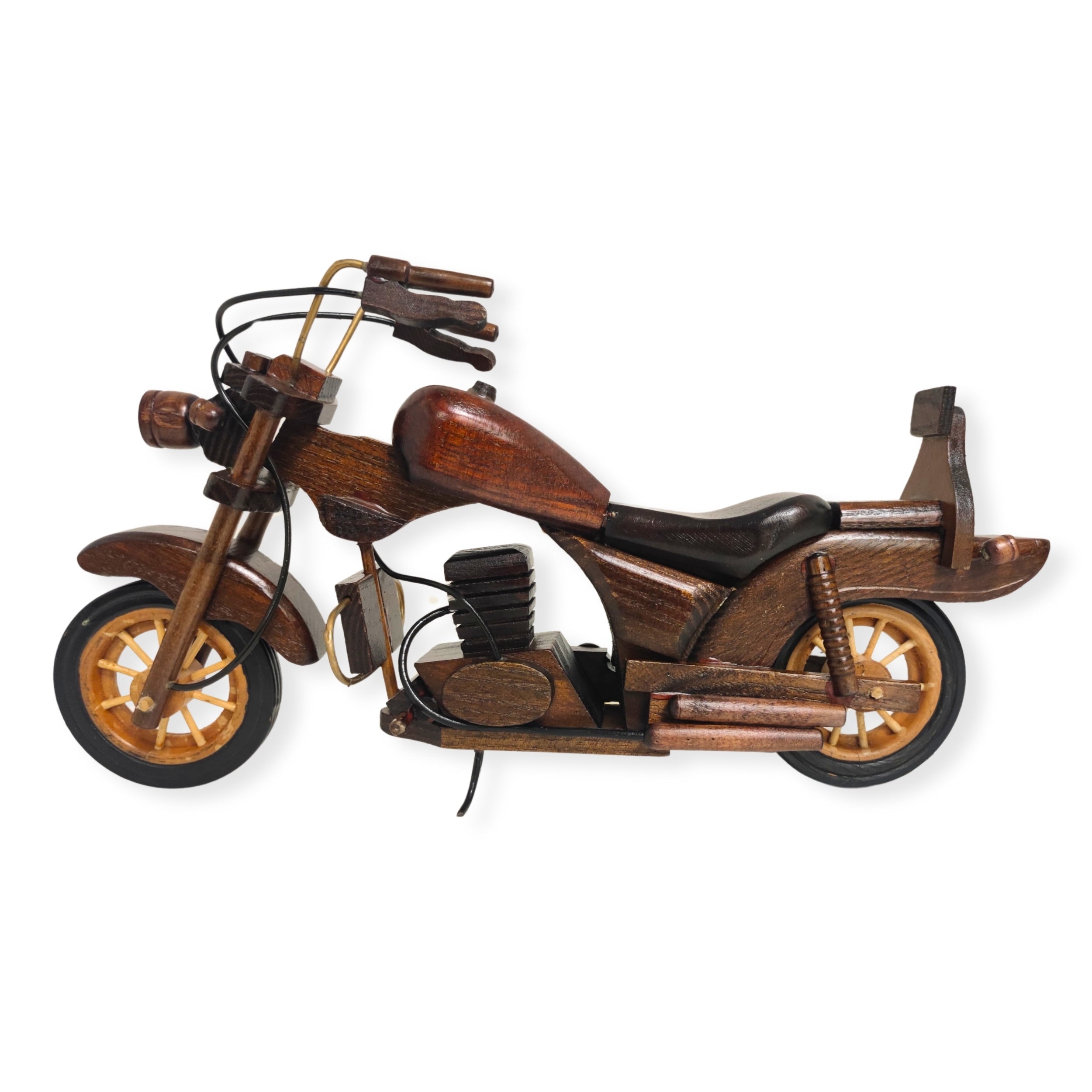 Obsidan Large Scale Model Motorbike Classic Handmade In Wood - Chame LTD