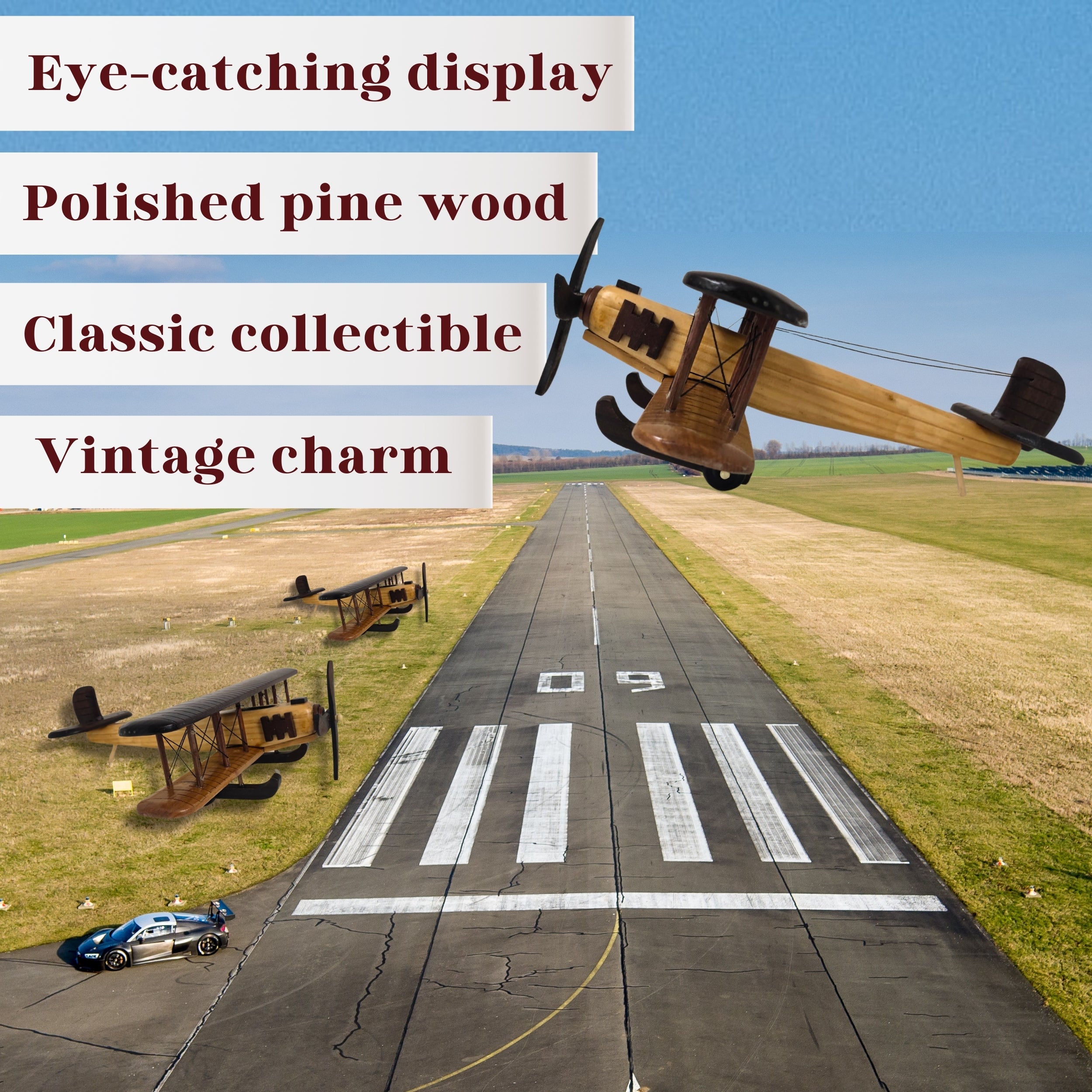 Timber Voyager Model Wooden Airplane Handcrafted Vintage - Chame LTD