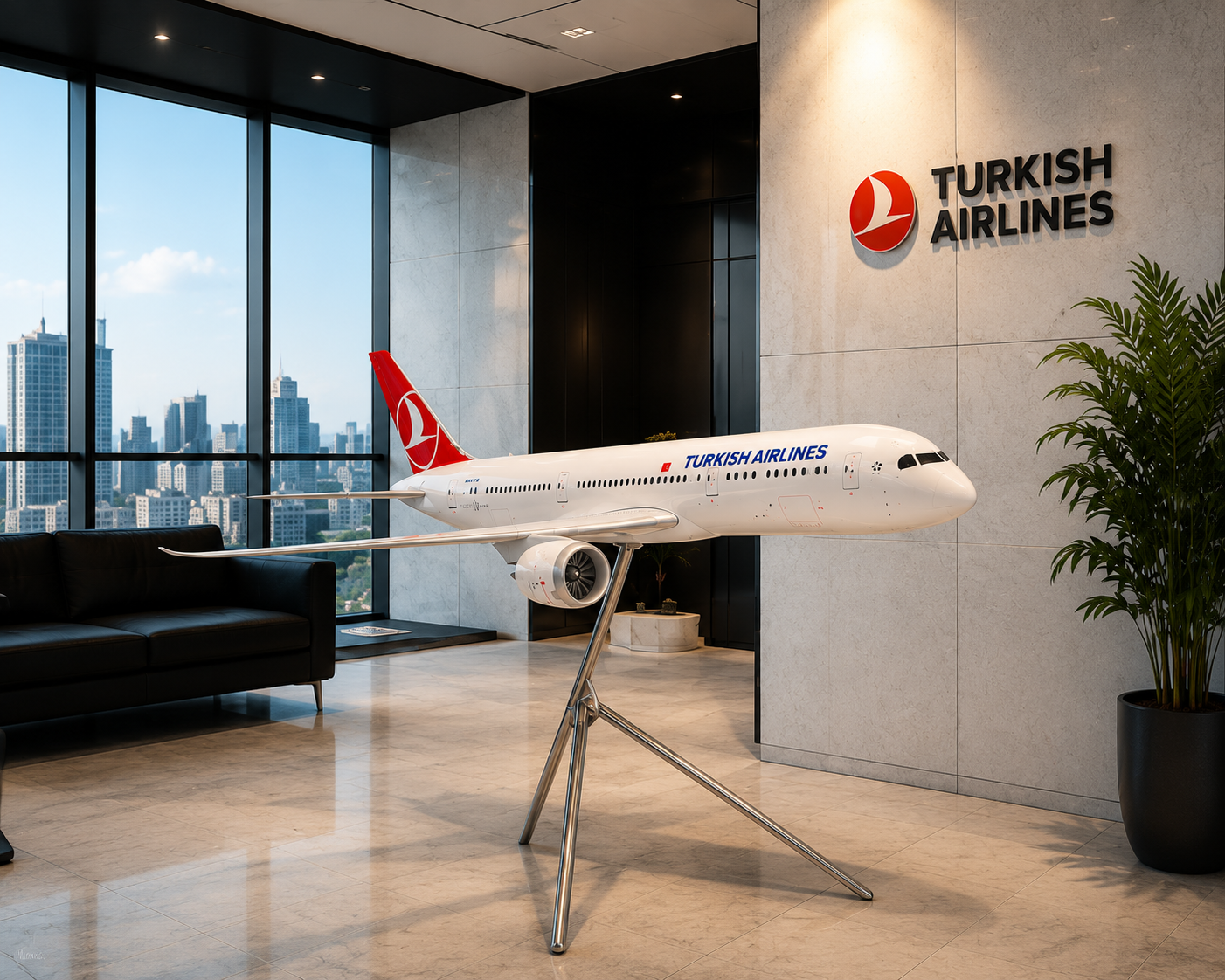 Large Turkish Airlines Boeing 787-9 Dreamliner Display Model Aircraft with Stand – 156cm