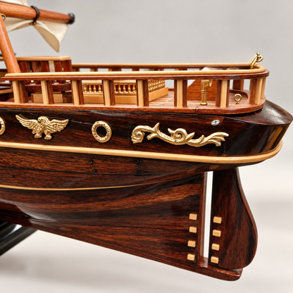Very Large Wooden Sailing Ship Model – Handcrafted Classic Tall Ship Display 95cm Long
