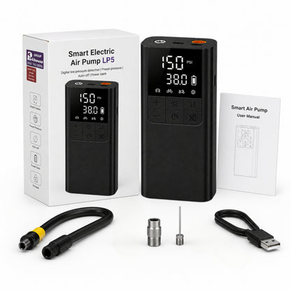 Portable Tyre Inflator Air Compressor Pump, LED, Rechargeable for Car/Bike