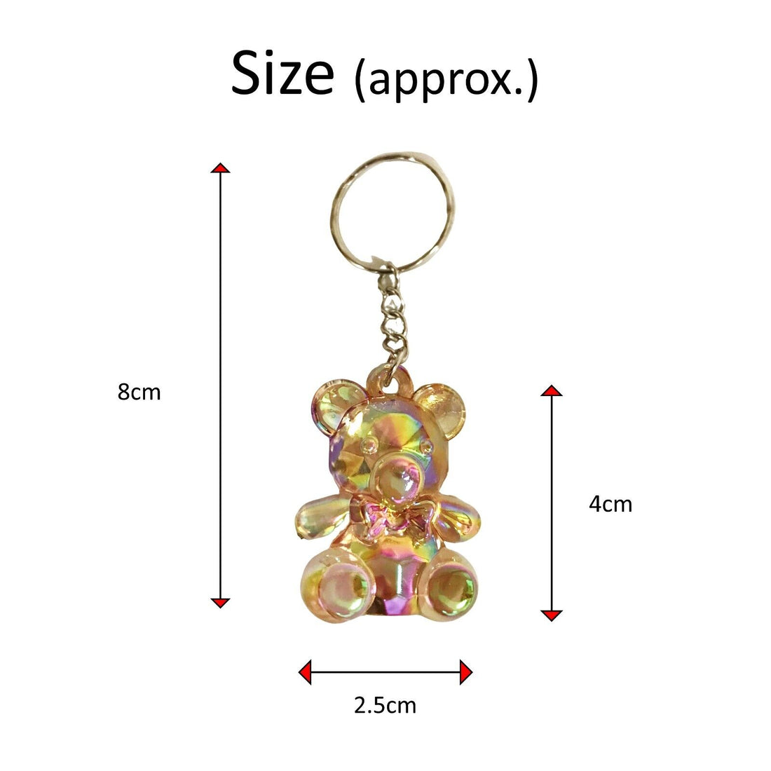 12 Pack Teddy Bear Keyring Keychain Mini Glass Cute Car Keyfob Key Ring Gift