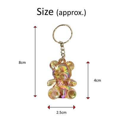 12 Pack Teddy Bear Keyring Keychain Mini Glass Cute Car Keyfob Key Ring Gift