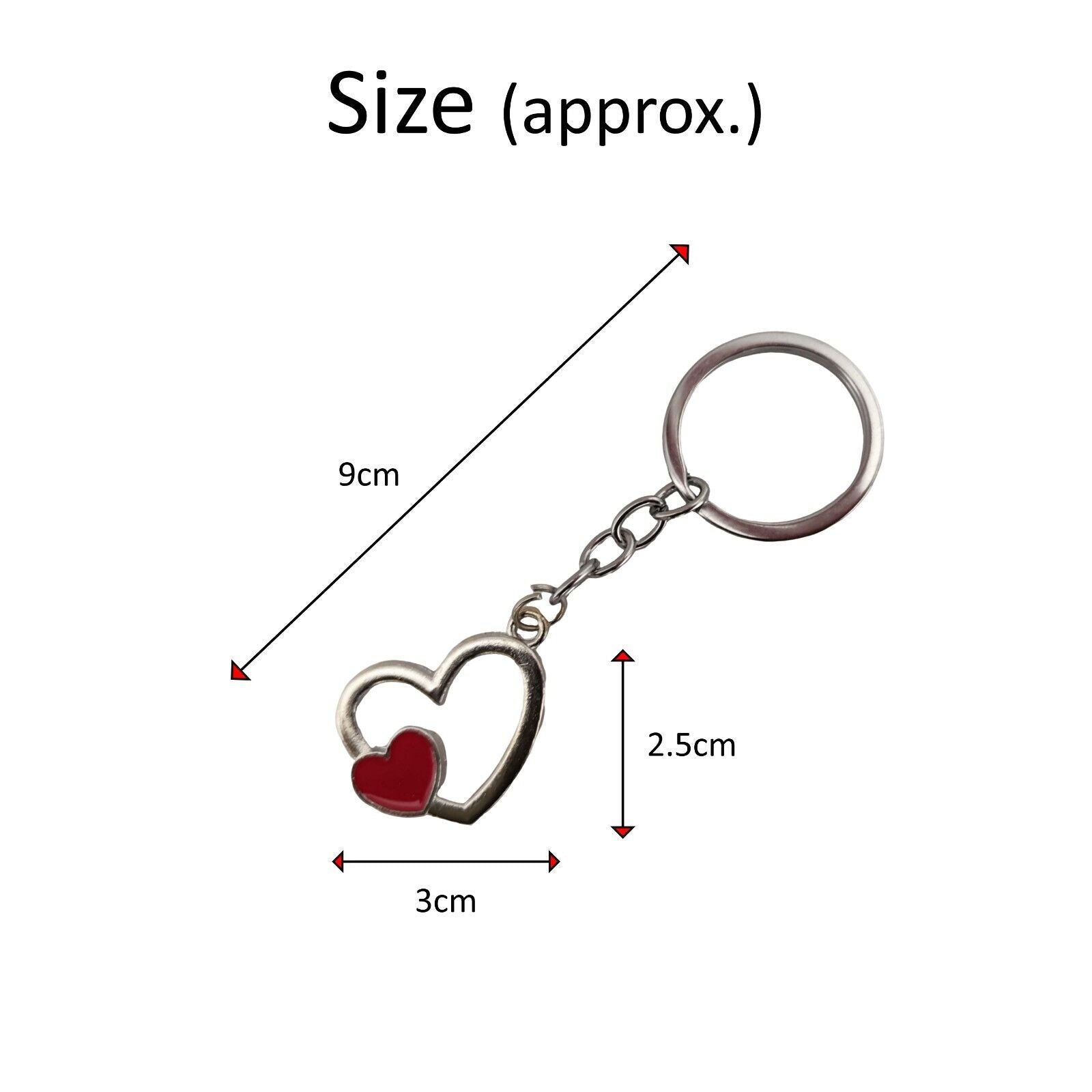 Heart Keychains Gifts for lovers, mum dad, party bag fillers 12 Pack