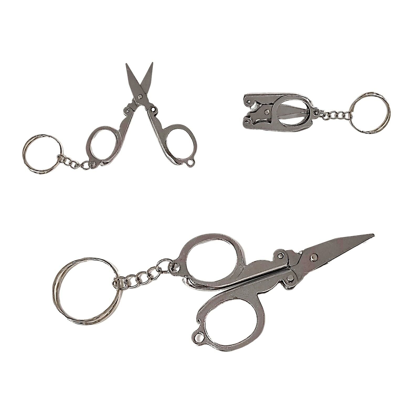 12 Pack Mini Small All-Purpose Stainless Steel Scissors Folding Pocket Key ring