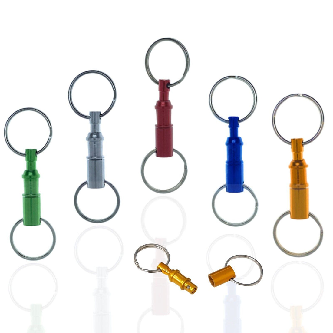 12 Detachable Key Rings Pull Apart Quick Release Keychain Dual Colored Keys