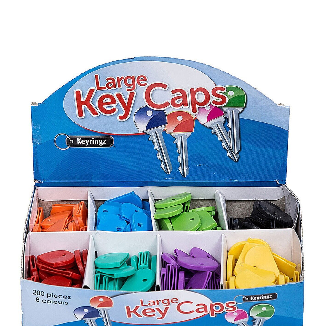 200 x Coloured Key Caps Cover Large Keyring Assorted Car House Key Identifier