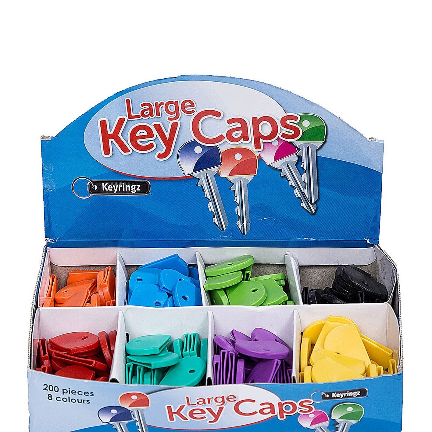 200 x Coloured Key Caps Cover Large Keyring Assorted Car House Key Identifier