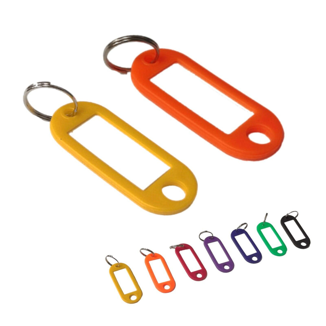 50 x Name Tag Keyring Assorted Colours for Car House Bag Key Identifier Label