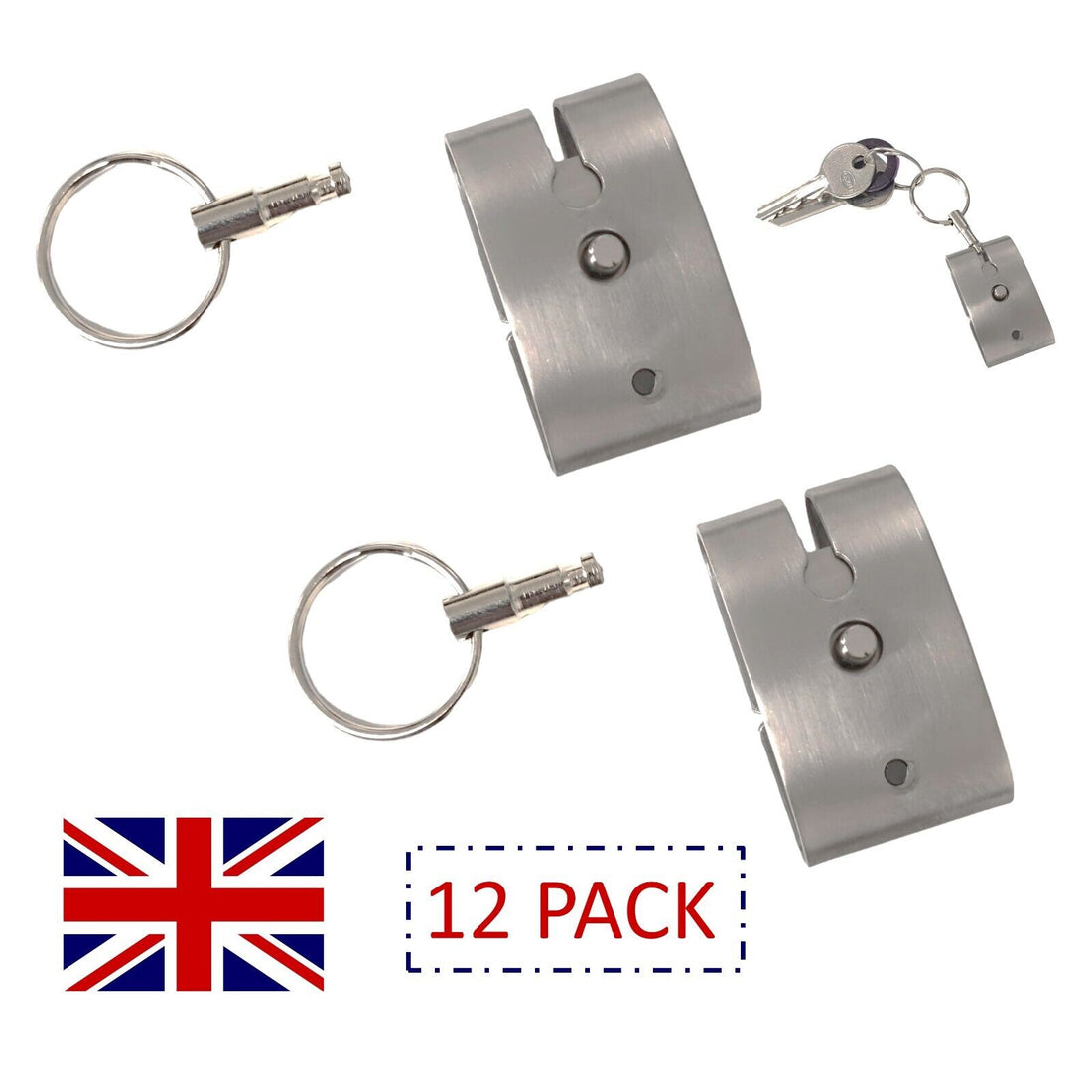 12 x Belt Clip Key Ring Strong Durable Metal Split Ring Easy Button Access Pack