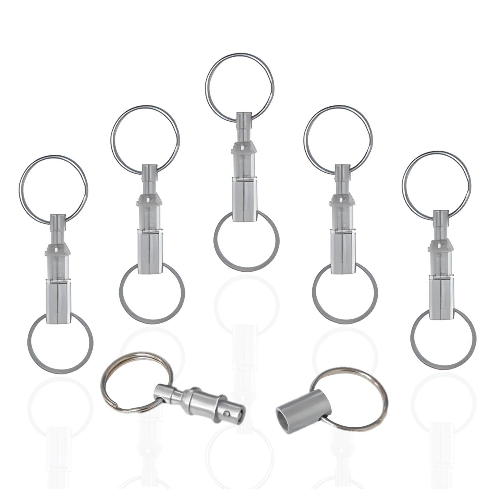 12 Detachable Key Rings Strong Pull Apart Quick Release Keychain Dual Keys Fobs