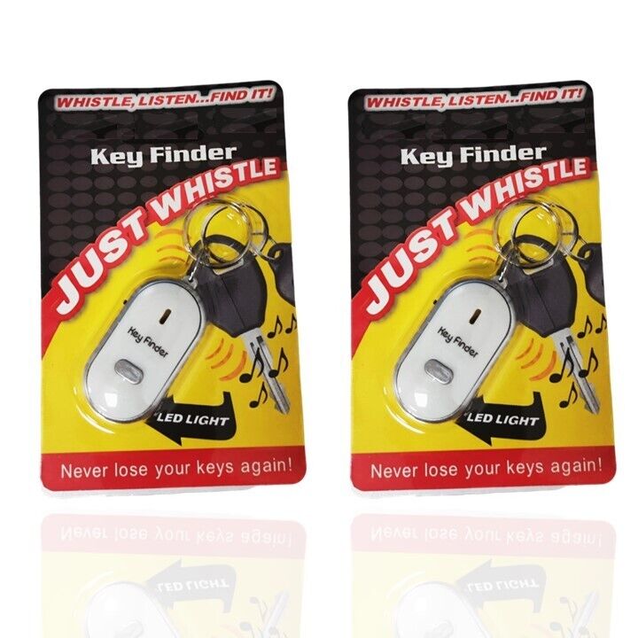 2 Pack Whistle Keyfinder with Light Keyring - Key Locater Beep Sound & Flashing