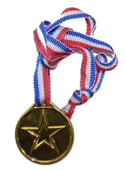 12 Pack Gold Winner Medals with Necklaces - Star Design Awards for Kids Gifts