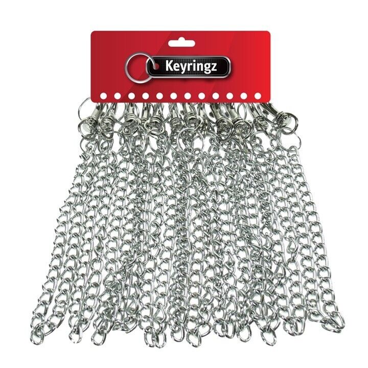 12 Pack Medium Duty Hipster Chain Keyring - Detachable Quick Release Key Holder