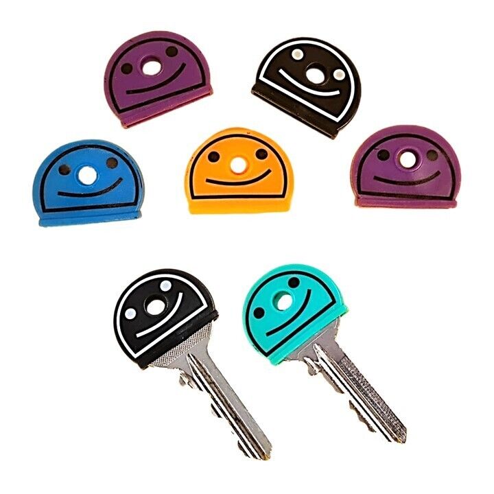 200 Pack Smiley Face Key Caps - Colorful, Flexible Key Covers for Easy Organizer