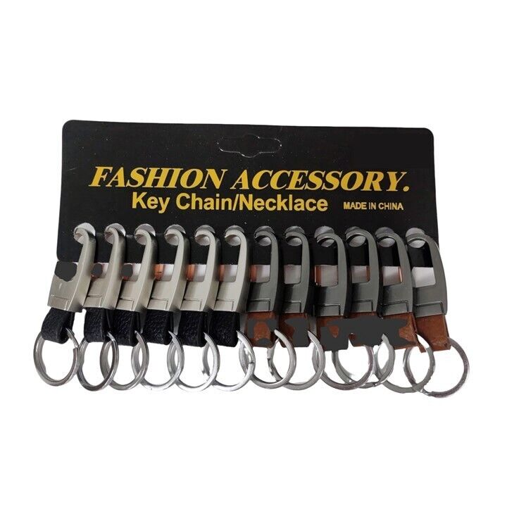 Pack of 12 Metal Keychain, Posh stylish Keyring Leather Fobs House Keys Men Gift