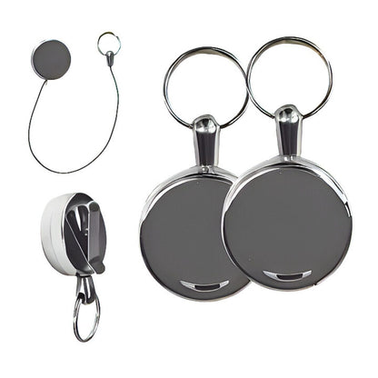 6 Pack Retractable Keyring with 60cm Extendable Chain - Key Belt Clip Pully