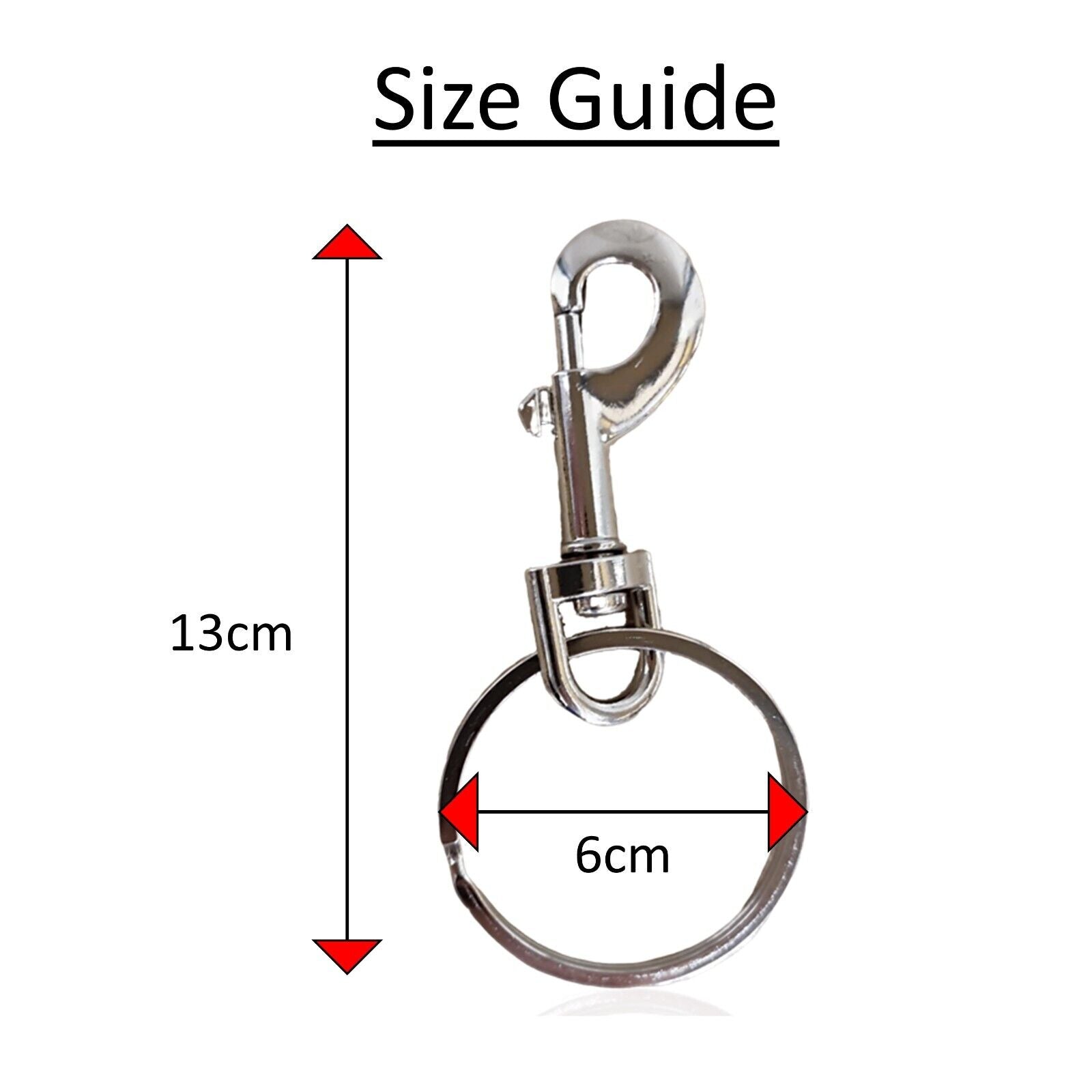 12x Heavy Duty Key Ring - Large Swivel with 60mm Metal Belt Clip Split Ring