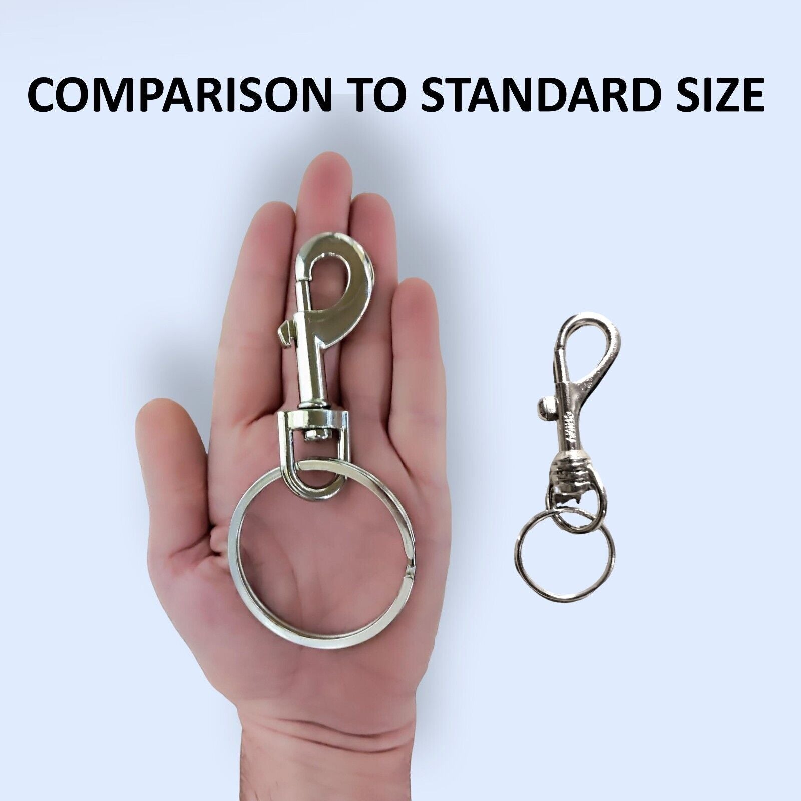 12x Heavy Duty Key Ring - Large Swivel with 60mm Metal Belt Clip Split Ring