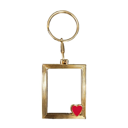 1 Heart Keyring Photo Frame Gold – Gift men women dad mum key ring fobs keys