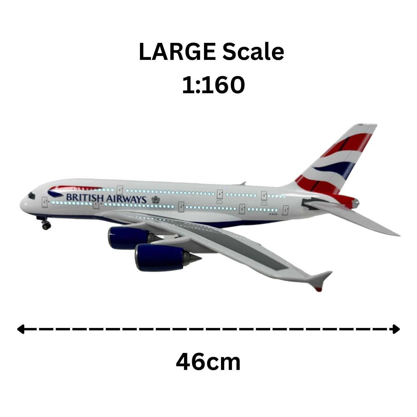 British Airways BA A380 Model Plane Diecast Large Scale Christmas Gift w stand