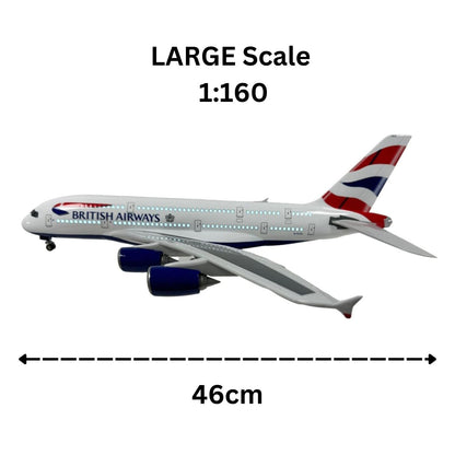 British Airways BA A380 Model Plane Diecast Large Scale Christmas Gift w stand