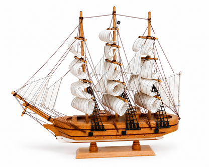 Handcrafted Wooden Tall Ship Model 2F – 45cm Nautical Sailing Ship Replica