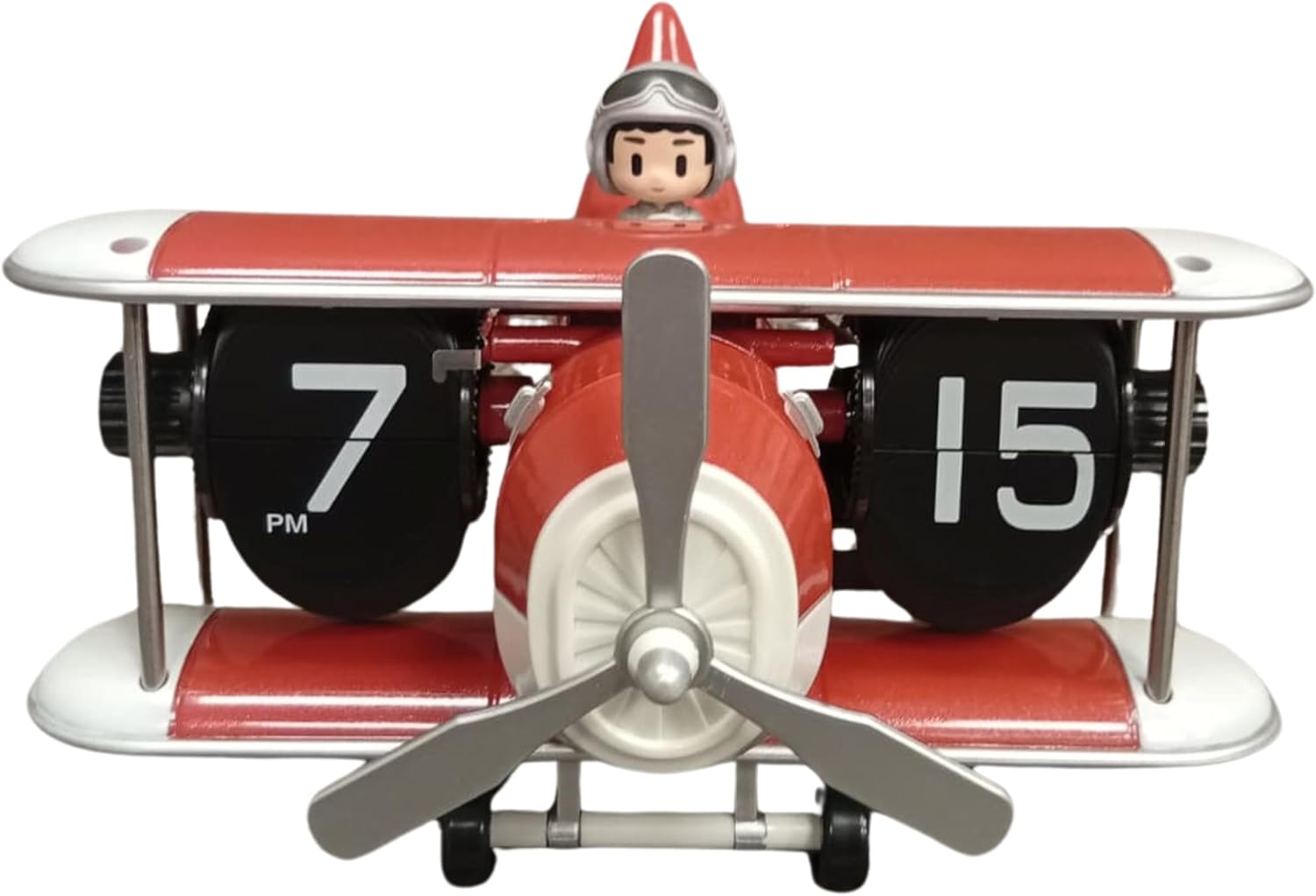 Authentic R &amp; M Retro Airplane Flip Clock Toy Style Vintage Aircraft Desk Clock