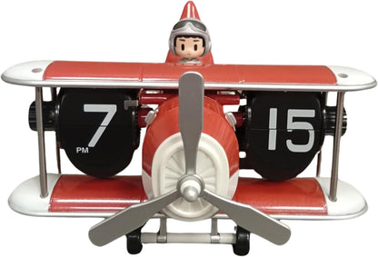 Authentic R &amp; M Retro Airplane Flip Clock Toy Style Vintage Aircraft Desk Clock