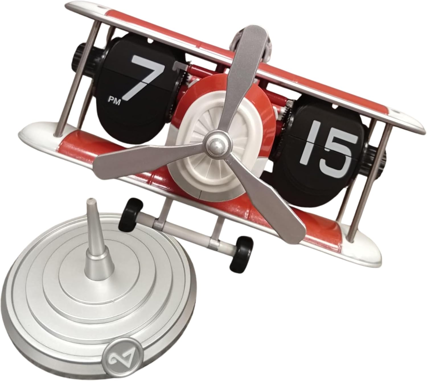 Authentic R &amp; M Retro Airplane Flip Clock Toy Style Vintage Aircraft Desk Clock