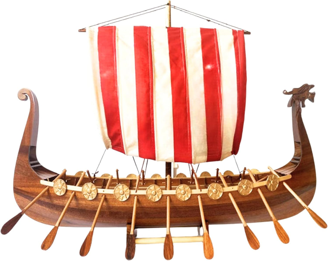Authentic 60cm R&amp;M Viking Drakkar Handcrafted Wooden Warship Model for Collector