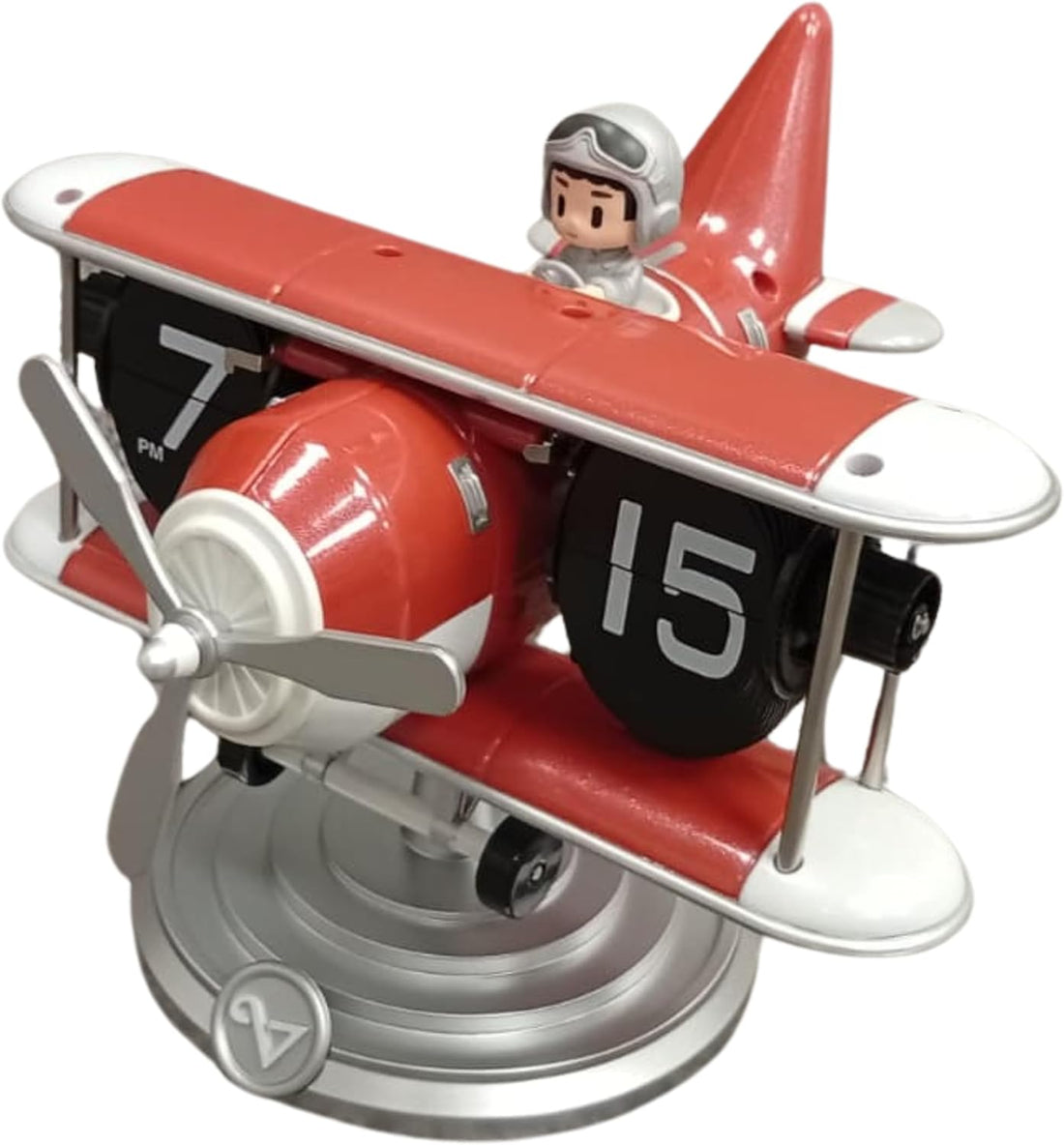 Authentic R &amp; M Retro Airplane Flip Clock Toy Style Vintage Aircraft Desk Clock