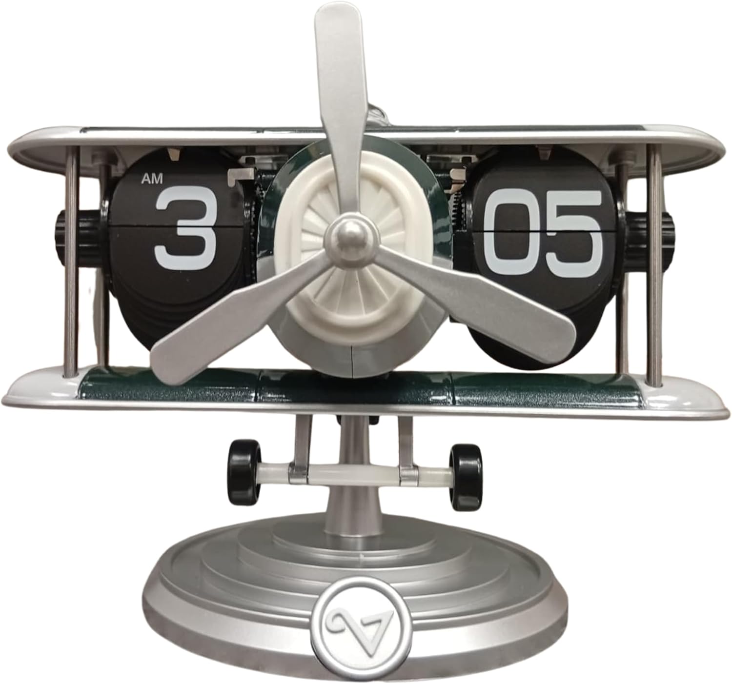Authentic R &amp; M Retro Airplane Flip Clock Toy Style Vintage Aircraft Desk Clock
